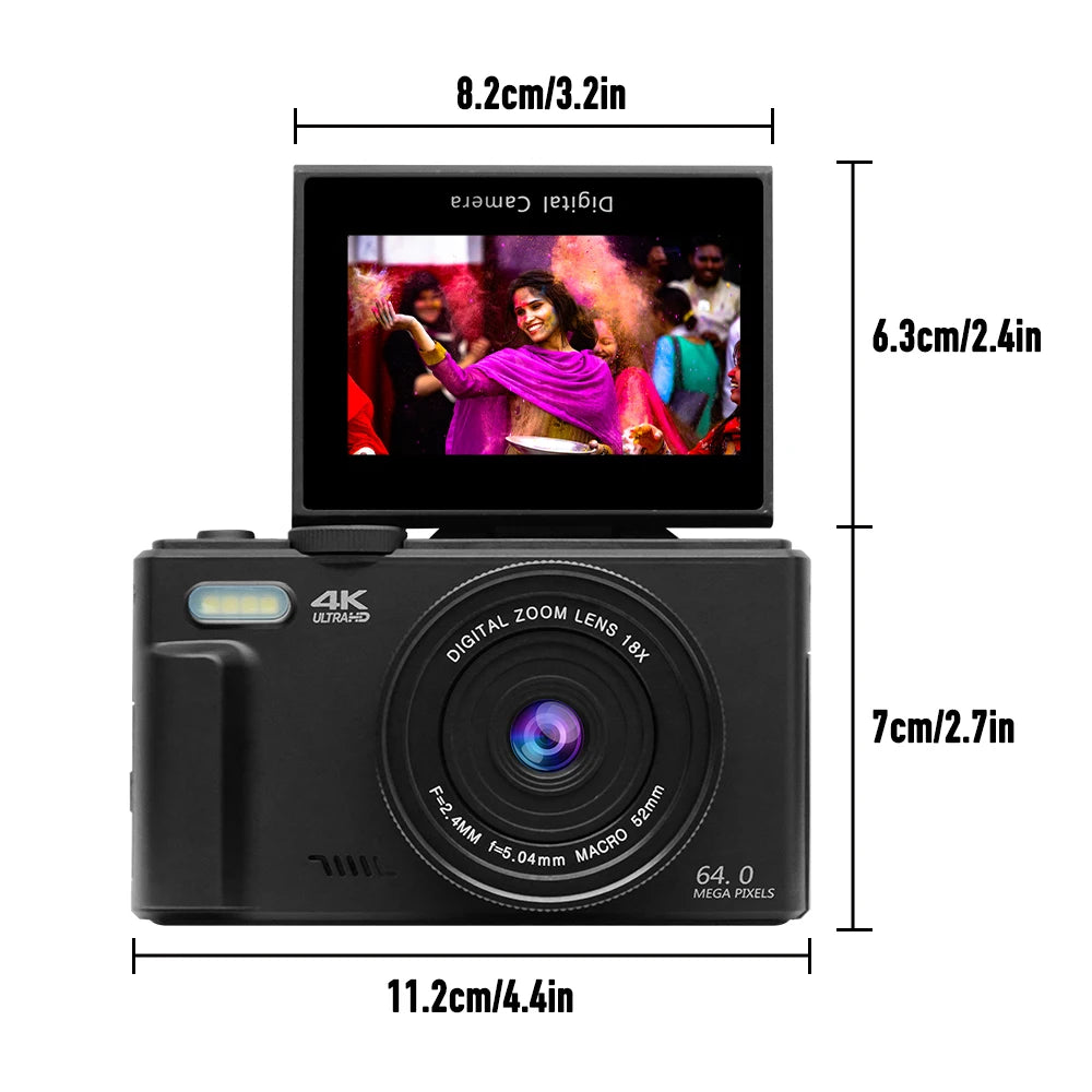 VintageView™: 4K 180° Flip Screen Camera