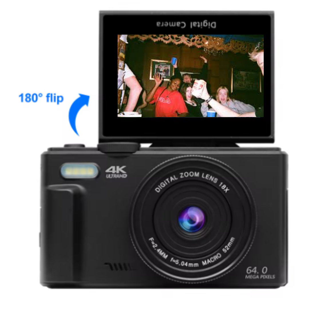 VintageView™: 4K 180° Flip Screen Camera